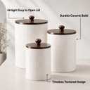Ceramic Canisters Sets for the Kitchen - Kitchen Canisters for Countertop with Airtight Bamboo Lids - Ceramic Canister Set of 3 for Flour, Sugar, Tea or Spice - Airtight Coffee Canister