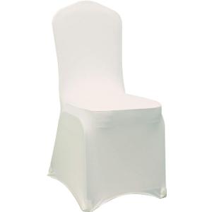 WELMATCH Ivory Stretch Spandex Chair Covers - 12 pcs Wedding Party Dining Scuba Elastic Chair Covers (Ivory, 12)