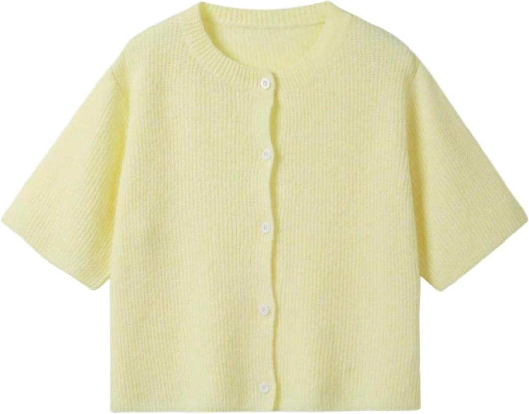 Verdusa Women's Half Sleeve Button Up Cardigan Lightweight Summer Sweaters (M)