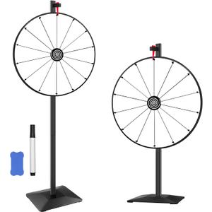 24 Inch Prize Wheel for Tabletop or Floor Stand Fortune Spin with Dry Erase Marker and Eraser for Engaging Home Parties, Trade Show, Carnival Events, White 