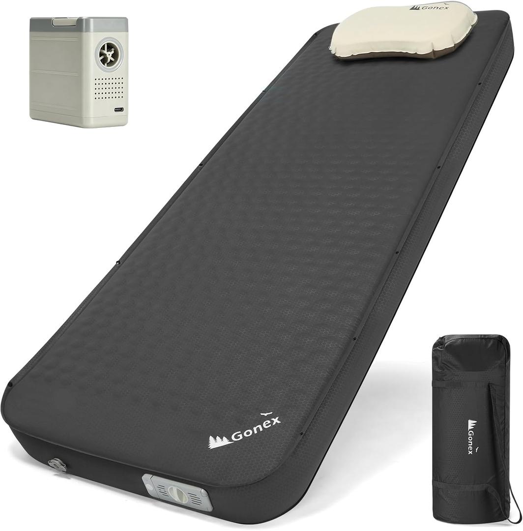 Gonex 4" Self Inflating Sleeping Pad with Electric Pump, Camping Mattress
9.5 R-Value Insulation, Camping Air Mattress, Quick Inflation & Deflation, Connects 2 Pads, Fits Tents & Cots, Car Camping