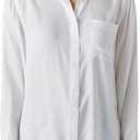 Lucky Brand Women's Boyfriend Button Down Shirt (Medium, Bright White)