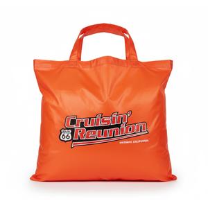 reusable shopping tote bag features the logo for the "Route 66 Cruisin' Reunion" event held in Ontario, California set of 13