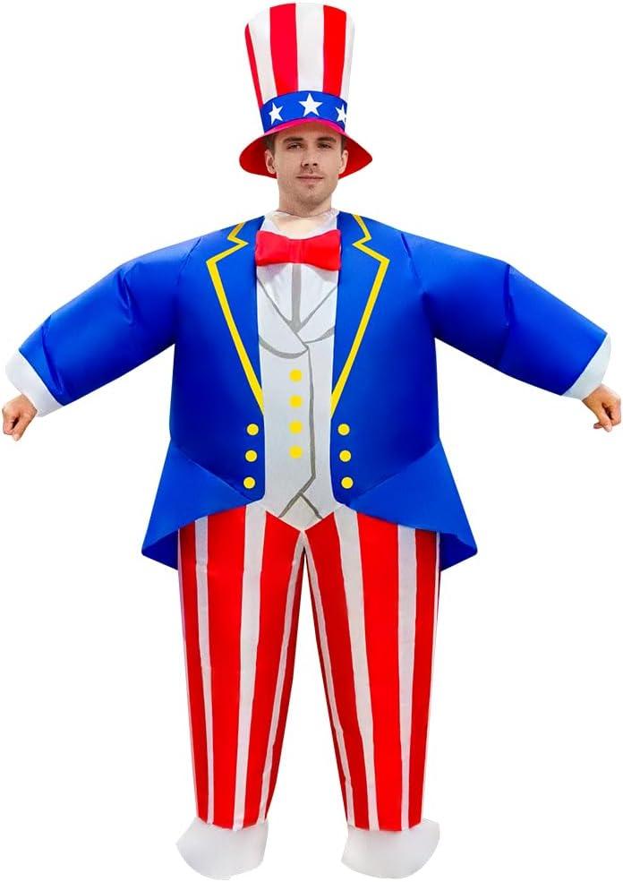  Inflatable Uncle Sam Costume Adult Independence Day patriotic blow up costume 4th of july inflatable costume uncle sam blow up suit, One Size
