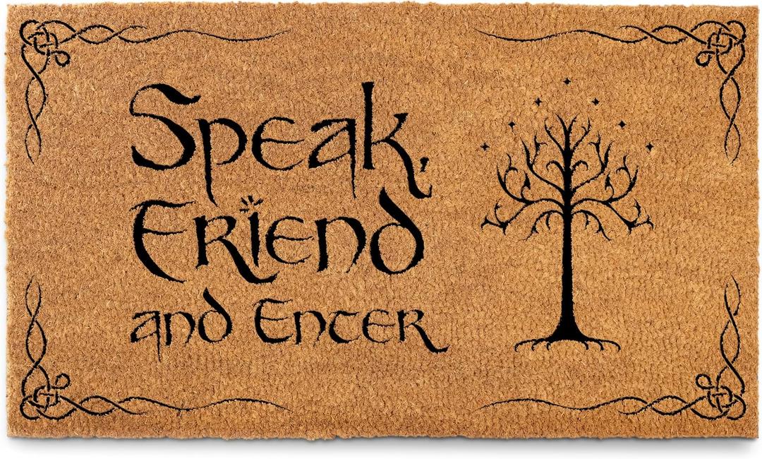 MAINEVENT Speak Friend and Enter Doormat 30x17 Inch, The Lord of the Rings Merchandise Welcome Mat Funny, Speak Friend and Enter Welcome Mat, LOTR Gifts, Lord of the Rings Decor, Funny Doormat