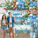 268pcs Fishing Birthday Party Decorations Complete Party Set, for 25 Guests, Fishing Birthday Decorations, includes Fish Themed Balloons, Plates, Banner, Backdrop, Tablecloths, etc