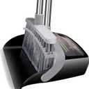 Broom with Dustpan Combo Set Broom and Dustpan Set Dust Pan with 51.2" Stainless Steel Long Handle, Brooms with 5-Layer Plus Firm and Soft Bristles Combine, New Home Apartment Office Essentials