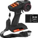 Hobby Fans RC Radio System 4CH 2.4G RC Transmitter with Receiver and Lanyard Anti-Jamming Remote Controller for RC Car Crawler Boat (Black & Orange)