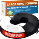 5 STARS UNITED Donut Pillow Hemorrhoid Tailbone Cushion Large Floor Cushion for Pain Relief Coccyx, Prostate, Sciatica, Pelvic Floor, Pressure Sores, Pregnancy, Postpartum Recovery, Black