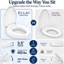 ELLAI Raised Toilet Seat, 3.5” Elevated Elongated Toilet Seat Riser with Soft Close Lid, 400 lb Capacity, White
