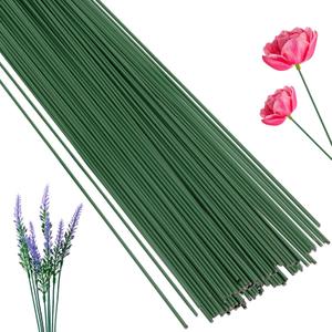 100 Pcs Floral Stems Wire for Paper Flower,14 Inch 2 Gauge Dark Green Floral Stem Wire,Crafting Floral Stem for Flower Arrangements DIY,Bouquet Stem Wrapping and Crafts