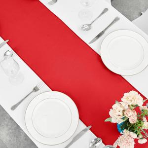 Red Satin Table Runner 12 x 54 Inch Long Bright and Smooth Silk Fabric Table Runner for Wedding Banquet Birthday Party Decoration, Pack of 2