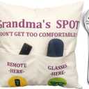 Grandma Gifts, 2-Pocket Grandmas Spot Throw Pillow Covers 18x18 Inch + Engraved Spoon, Birthday Christmas hanksgiving Day Gifts for Grandma Mom Gigi Nana Mimi
