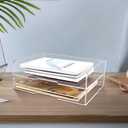 2 Pack- Stackable Paper Letter Tray,Clear Acrylic Magazine Holder and File Organizer - Sleek Desk Organizer for Home Office, Bookshelf, or Workspace - Space-Saving Transparent Document Holder