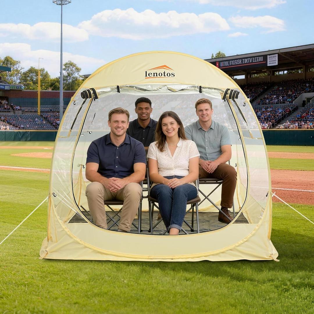Lenotos Pop Up Sports Tent, Instant Clear Bubble Tent, with Removable Top Cover, Outdoor All Weather Shelter, for Watching Sports, Cheering, Fishing and Camping(63" L x 63" W x 63" H)