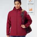 ULUSERN Heated Jacket for Women with 12V Battery Pack Included,Soft Shell Electric Heating Coat with 5 Large Heating Areas (L)