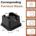 shouwuhho Bed Risers 2 inch, Furniture Risers Elevation in Heights 2 Inch Heavy Duty, Bed Lift Risers for Caster Wheels or Posts of Bed Table Couch, Support up to 6000 lbs, Black, 6 Pack