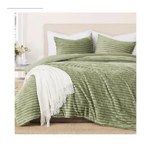 Geniospin Fleece Twin Comforter Set, Soft Fuzzy Twin Bedding Sets, 2-Pieces Green Comforter Set for All Season, Warm Fluffy Comforter with 1 Pillow Case