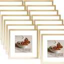 Memory Island 12x12 with 8x8 Photo Frames for Wall and Tabletop Display, 12 by 12 Gold Picture Frames with HD Plexiglass, Set of 15