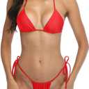 SHERRYLO Thong Bikini Swimsuit for Women Brazilian Bottom Triangle Bikinis Top Bathing Suit (Medium, Red)