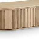 Meridian Furniture 99085Oak-CT Moana Collection Modern | Contemporary Storage Coffee Table with Rich Natural Finish, Solid Wood, Oak Veneer, Fluted Wood, 52" W x 26" D x 15" H, Natural