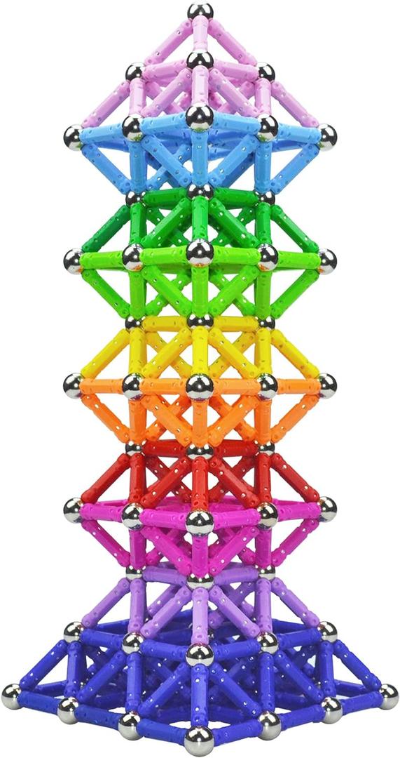 206Pcs Magnetic Building Sticks Blocks, Magnet Educational Toys STEM Toys for Kids and Adult, 3D Construction Building Toy with Storage Bag