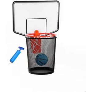 Meooeck 19 Pcs Trash Can Basketball Set Including 2 Clip on Hoop with Backboard 16 Mini Red and Blue Inflatable Basketball 1 Air Pump for Adult Boys Home Office Birthday Gift Practice Indoors(Classic)