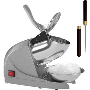 OKF Ice Shaver Prevent Splash Snow Cone Machine, Electric 3 Blades Shaved Ice Machine, 380W Ice Shaver Machine, 286lbs/hr Ice Crushers for Home Use, Ice Crusher with Free Ice Pick (Silver)