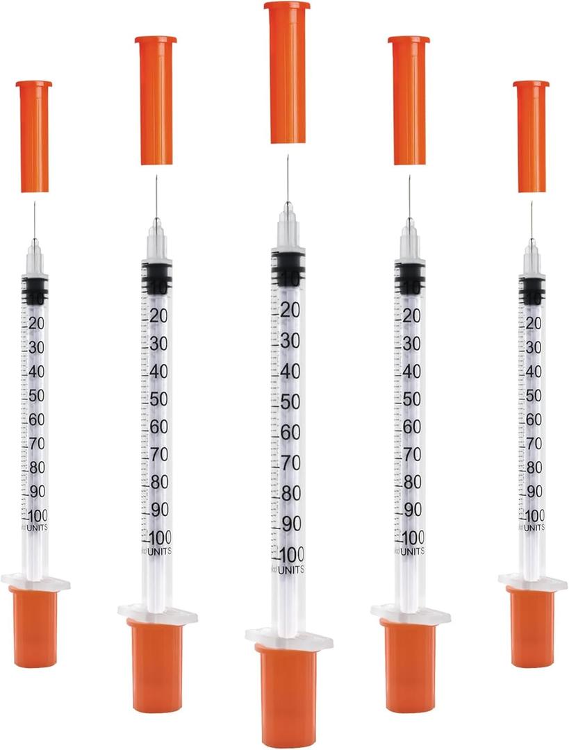 U-100 1cc Syringes with 31g 5/ 16" (8mm) , Individually Wrapped, Pack of 100