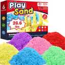 FURWEY Play Sand,26.6lbs 6-Color Sensory Sand,Kids Shaping Sculpting