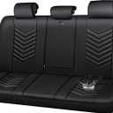CAR PASS 3D Foam Luxury Leather Back Bench Car Seat Covers,Waterpoof Faux Leather Rear Seat Cover Universal Fit for Cars Sedans SUVs Vans Trucks 95% Automotive Backseat, (Rear,Black)