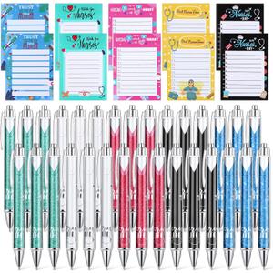 Geyoga 60 Pcs Funny Nurses Week Gifts Bulk 2026 Nurse Notepads with Pens Mini Sticky Notes Ballpoint Pens Nurse Appreciation Gifts for Certified Pharmacy Medical Assistant Office Work(Stylish)