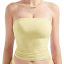 SUUKSESS Women Sexy Tube Top Summer Y2K Going Out Double Lined Basic Tank Top (Small, Pale Yellow)