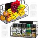 WUWEOT Magnetic Refrigerator Basket Set of 2, Magnetic Fruit Potato Onion Storage Shelves, Spice Rack Organizer Bin, Whiteboard Classroom Basket with 4 Hooks for Refrigerator Kitchen Office School