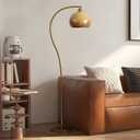 Bofea-Arc Floor Lamps for Living Room Gold Floor Lamp with Orange Glass Shade,3 Color Temperatures,Orange Tall Reading Light with Foot SwitchAmbient Lighting Lamps Mid Century Arch Lamp for Bedroom