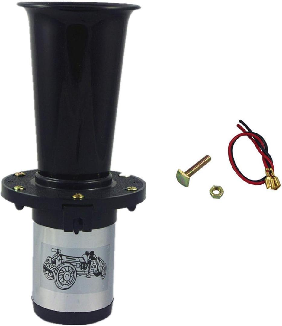 JDMSPEED New Black Ahooga Auto Car Truck Antique Vintage Style Horn for 12 Volt Old Fashion Car Trucks RV's Horn Hot Rod Klaxon 12V 110DB AHH-OOO-GAH OOGA Air Horn
