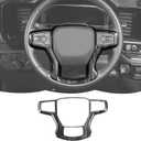 Steering Wheel Trim Cover Frame Decoration Interior Accessories Compatible with Chevrolet Silverado 2019-2023,for Chevrolet Tahoe 2021-2023,for Suburban SUV 2020-2023,Black wood grain