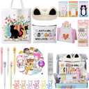 Cat Gifts for Cat Lovers Cat Office Supplies Canvas Tote Bag Spa Headband Cute Sticky Notepad Paper Clips Ballpoint Pen Cartoon Stickers Party Favor for Birthday Christmas Gifts