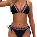 BMJL Womens Bikini Sets Triangle Sexy Swimsuit Color Block String Two Piece Bathing Suit 2025 M
