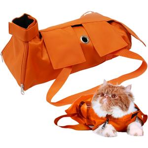 Cats Restraint Bag for Claw Care Nail Trimming Anti-Scratching Grooming Bag for Cats Medical Examination(Orange-s)