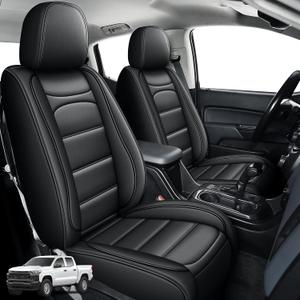 Seat Covers Fit for Chevy Chevrolet Colorado : 2015-2022 Crew Cab Extends Cab Z71 LT ZR2 Work Truck Front Pickup Faux Leather Car Seat Covers (2PCS Front,Blackline)