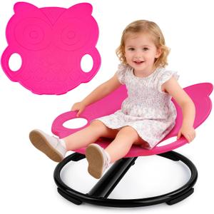 Spinning Chair for Autistic Kids,Sensory Toys for Kids with Autism,Training Body Coordination and Balance,Upgraded Owl Swivel Shape Sit and Spin Sensory Toys Indoor Outdoor,Friendly for 3+ (Pink)