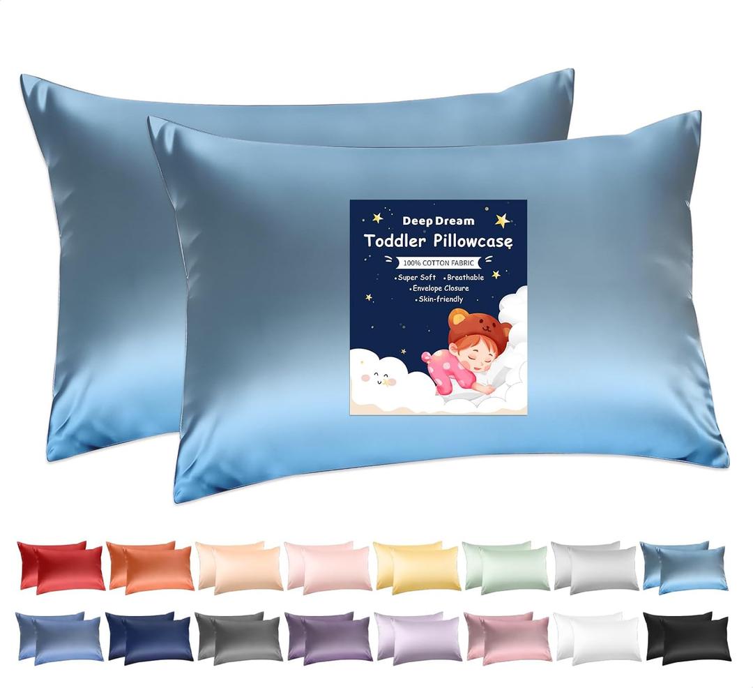 Deep Dream Toddler Pillowcases for 13x18 Pillow 2 Pack, 100% Cotton Travel Pillow Case Cover, 600 Thread Count Cotton Pillow Covers, Soft & Breathable Small Pillow Cases Envelope Closure, Flint Blue Deep Dream Toddler Pillowcases for 13x18 Pillow 2 Pack, 100% Cotton Travel Pillow Case Cover, 600 Thread Count Cotton Pillow Covers, Soft & Breathable Small Pillow Cases Envelope Closure, Flint Blue
