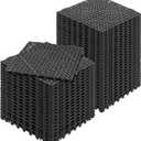 Happybuy Interlocking Tiles 50 PCS Black, Drainage Tile 12x12x0.5 Inches, Outdoor Deck Interlocking Floor Tiles for Pool Shower Bathroom Deck Patio Garage