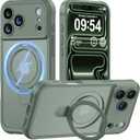 MOCCA Design for iPhone 17 Pro Max Case, Compatible with Magsafe [Premium Invisible Magnetic Ring Stand] [Military Drop Protection] Full Camera Guard Translucent Matte Slim Phone Cover,Calke Green