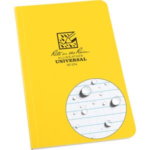 Rite in the Rain Weatherproof Soft Cover Notebook, 4.625" x 7.25", Yellow Cover, Universal Pattern (No. 374)