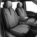IKABEVEM for Ford F150 Seat Covers : 2009-2024 2025 2026 - F250/F350/F450 2017-2025 2026 Truck Full Set Car Seat Covers Pick-up Faux Leather Seat Cover(Black & Grey, 5 Seats)