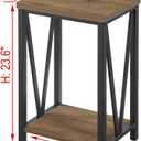 FOLUBAN Side Table with Storage Shelf, Rustic End Table for Living Room, Wood and Metal Nightstand for Bedroom, Oak, 15.7 inches x 11.8 inches x 23.6 inches