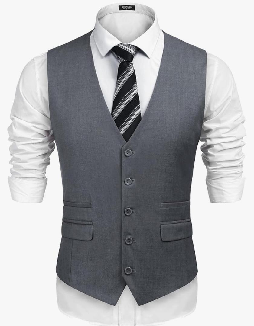 COOFANDY Mens Suit Vest Formal Dress Vest Slim Fit Business Wedding, M