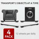 Impresa Pack of 4 XL Appliance Dolly Roller - Alloy Steel Adjustable 18.5-28.75 in Washing Machine Slider with Brake - 770 lb Capacity Heavy Duty Appliance Rollers - Low-Friction Furniture Sliders